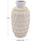 14" White Ceramic Vase with Woven Rattan Exterior
